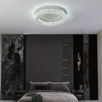 LED осветително тяло Сребристо Glamour Round CRISTAL с дистанционно