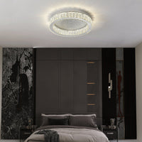 LED осветително тяло Сребристо Glamour Round CRISTAL с дистанционно