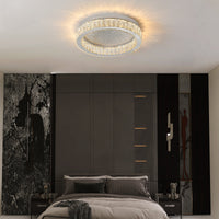 LED осветително тяло Сребристо Glamour Round CRISTAL с дистанционно