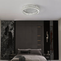 LED осветително тяло Сребристо Glamour Round CRISTAL с дистанционно