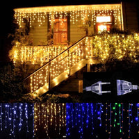 LED инсталация Перде Висулки 240 LED шестоъгълни 8x0.6m черен кабел Различни цветове - PL8034