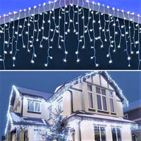 LED инсталация перде ледени висулки FLASH 180 LED 6x0.6m бял кабел различни цветове