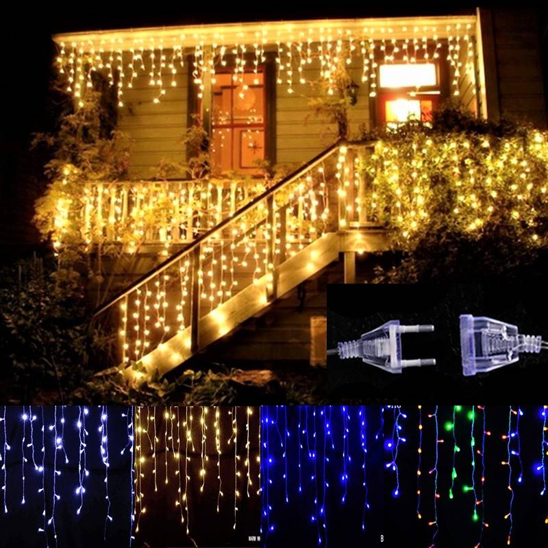 LED инсталация перде ледени висулки 144 LED 4.5x0.6m черен кабел различни цветове