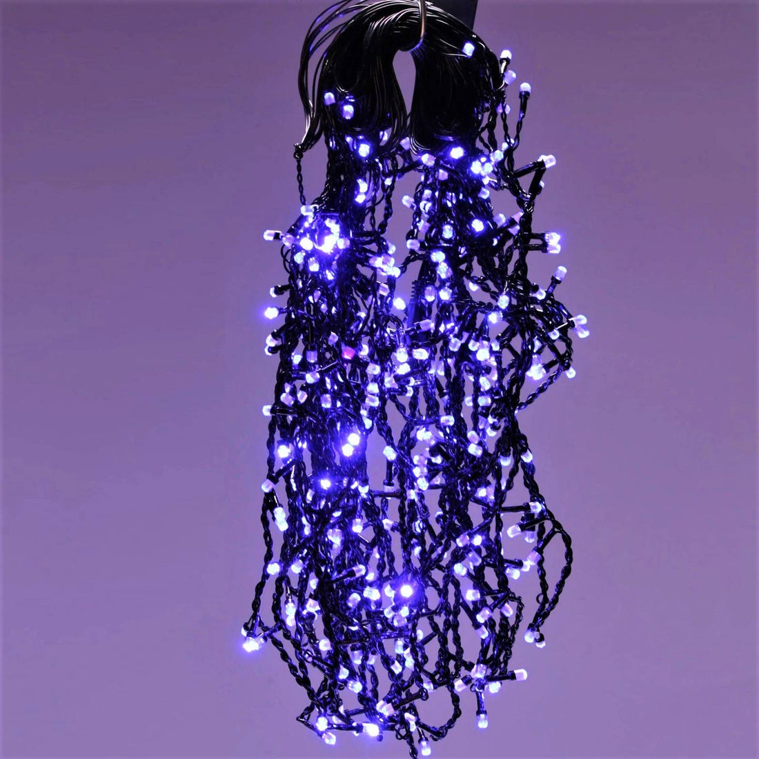 LED инсталация Перде Дъжд 240 LED шестоъгълни 5x1m Черен кабел с премигвания