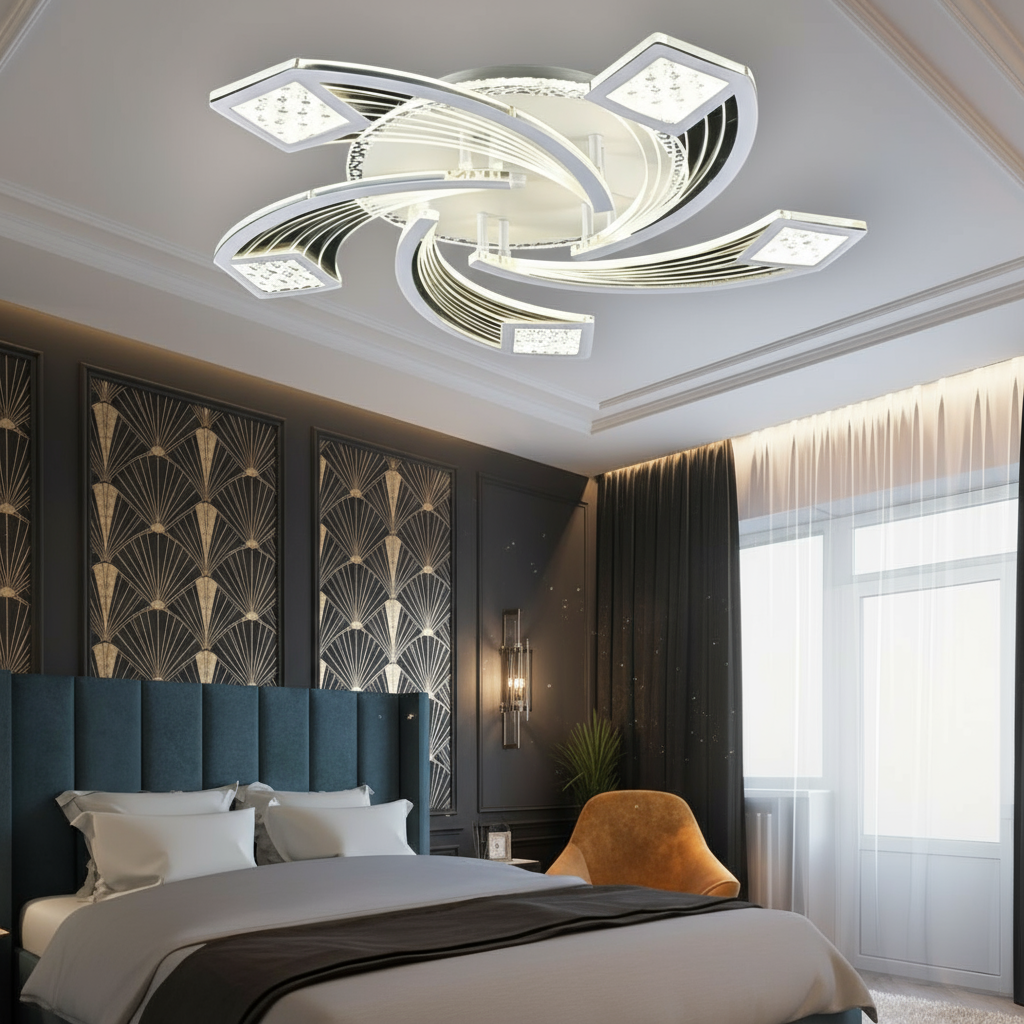 LED осветително тяло за таван AYRA Silver, еквивалент 300W, с дистанционно управление