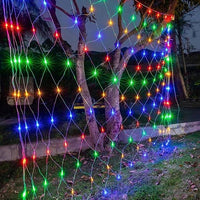 LED инсталация Перде Мрежа 120 LED 1.5x1.5m прозрачен кабел Различни цветове
