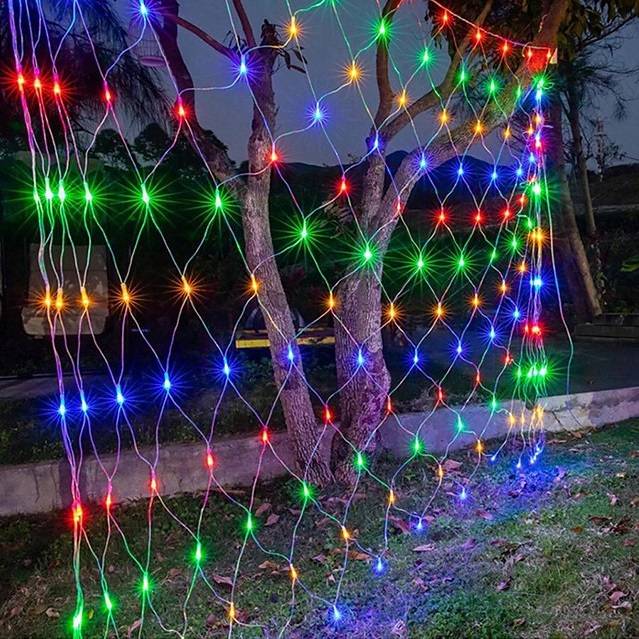 LED инсталация перде мрежа 360 LED 3x3m черен кабел различни цветове