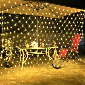 LED инсталация Перде Мрежа 1920 LED светлини 10x8m прозрачен кабел Различни цветове