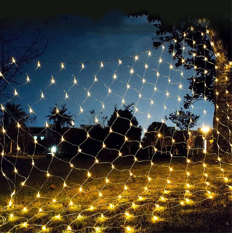 LED инсталация Перде Мрежа 1920 LED светлини 10x8m прозрачен кабел Различни цветове