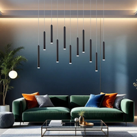 LED осветително тяло висящо Luxury Tubular Black еквивалент 400W