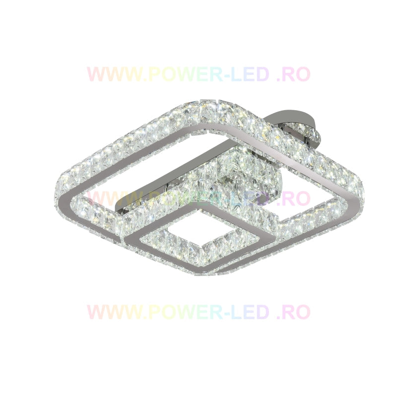 Осветително тяло LED CROWN Square Chrome Cristal Еквивалент 600W Дистанционно