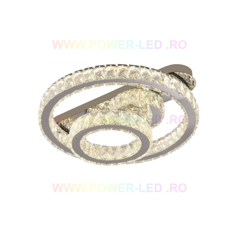 LED осветително тяло CROWN Round Chrome кристал Еквивалент 600W с дистанционно