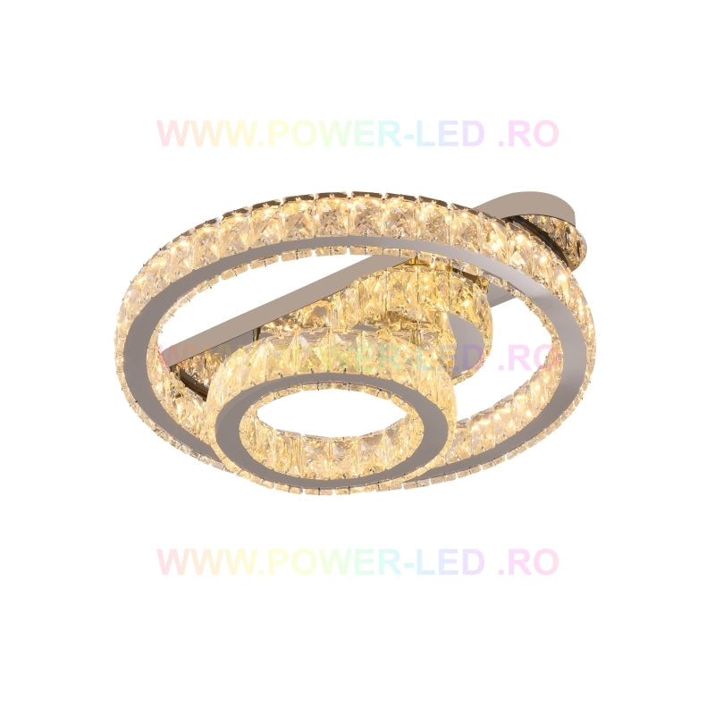 LED осветително тяло CROWN Round Chrome кристал Еквивалент 600W с дистанционно