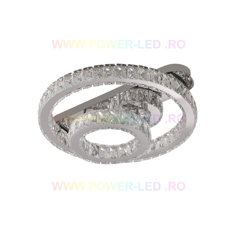LED осветително тяло CROWN Round Chrome кристал Еквивалент 600W с дистанционно