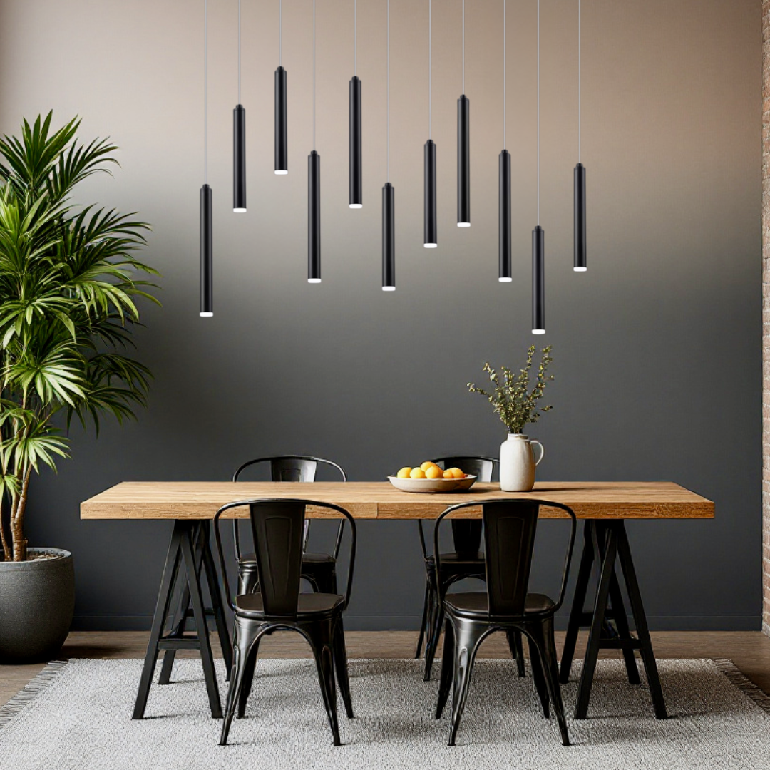 LED осветително тяло висящо Luxury Tubular Black еквивалент 400W