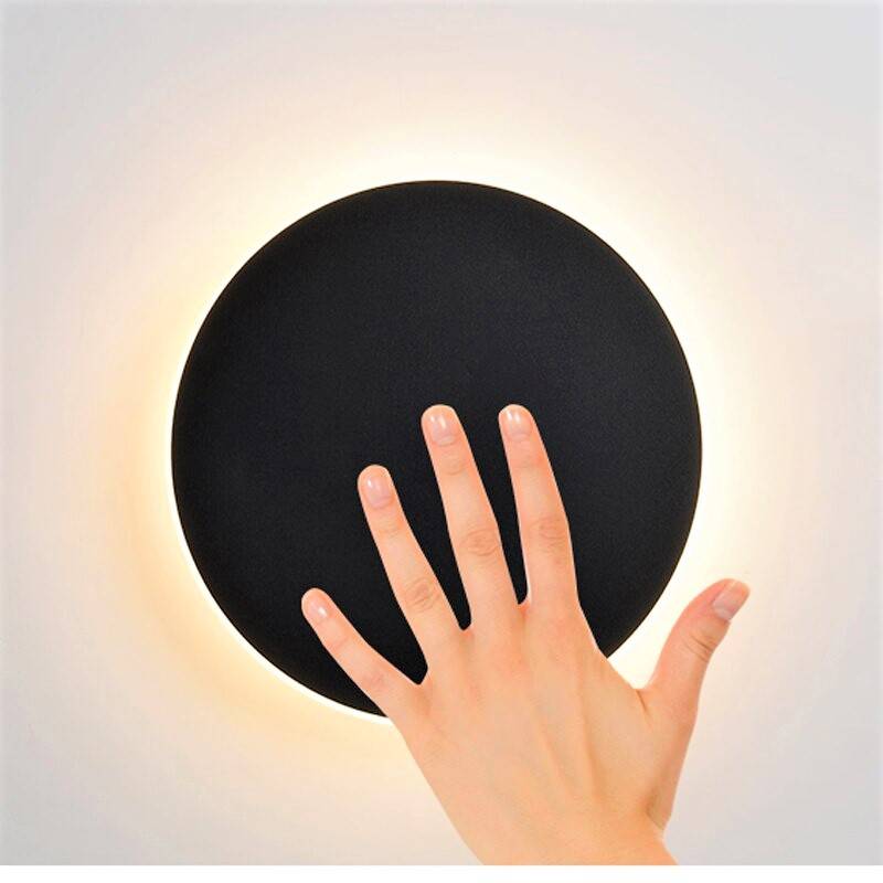 LED аплик 22W 20cm кръгъл черна с тъч контрол