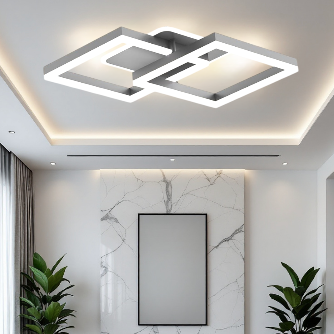 Осветително тяло LED TWO SQUARE SILVER Еквивалент 600W Дистанционно управление