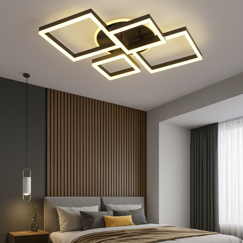 Модерно LED осветително тяло Diamond Black, еквивалент 800W, с дистанционно