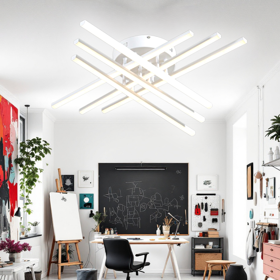 LED осветително тяло 96W X с 6 бели линии, еквивалент 700W, с дистанционно