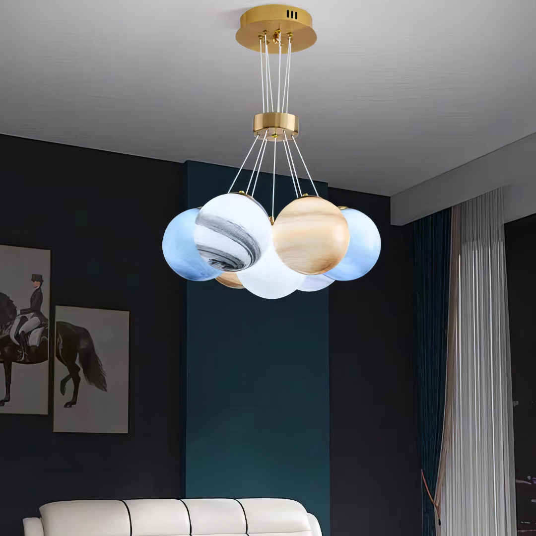 Осветително тяло LED Abajur Planets Gold Bundle, 3 вида светлина и дистанционно