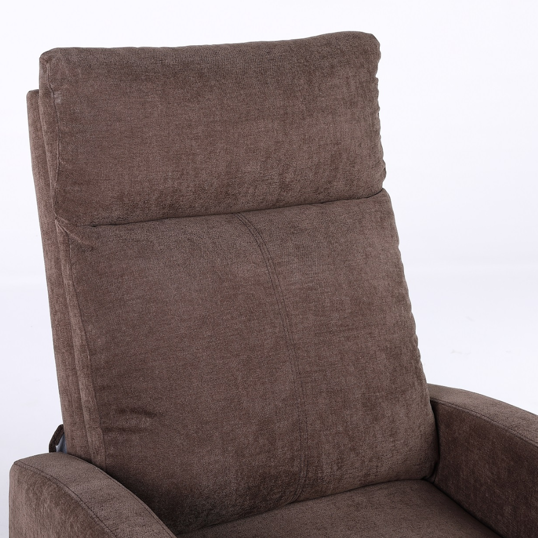 Релакс фотьойл с механизъм Recliner, кафяв текстил