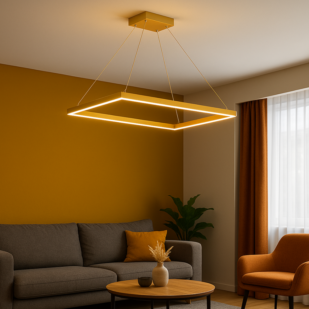 Окачено LED осветително тяло 1 правоъгълен елемент 80X40CM златно, еквивалент 400W