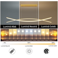 Lustra LED 132W OFFICE Suspendata Gold cu Telecomanda GOLD / 120CM / SUSPENDATE Lighting Fixtures