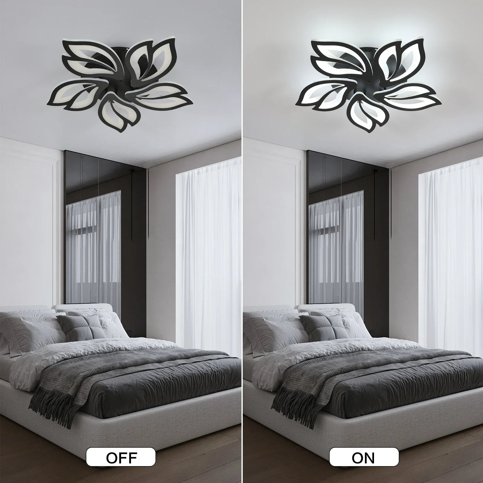 LED осветително тяло ANEMONE Black Еквивалент 500W Дистанционно управление
