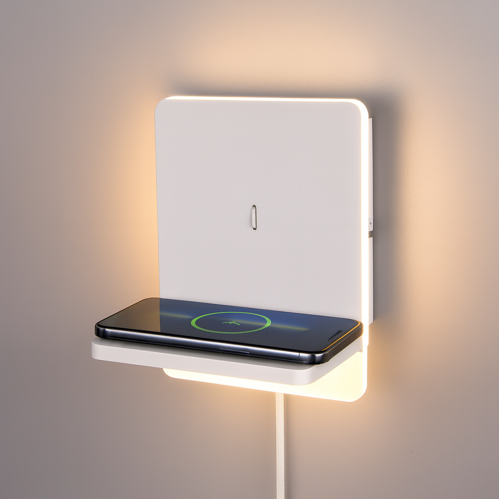 Аплик LED 9W с безжично зареждане и топла светлина FAIRFIELD бял