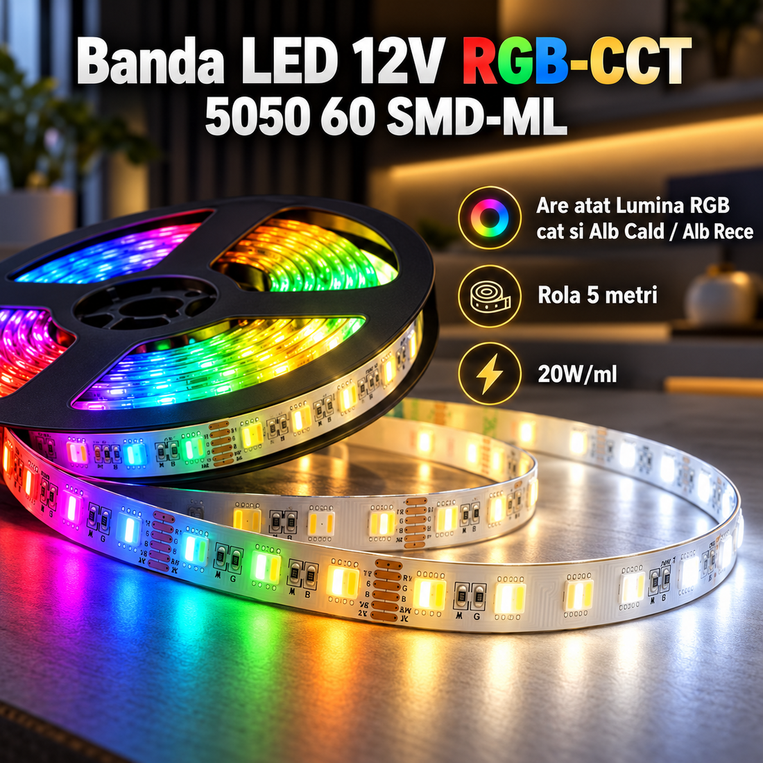LED лента 5050 60 SMD-ML за интериор RGBWW - ролка 5 метра