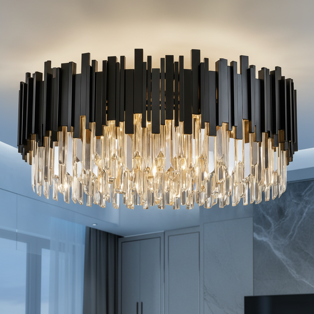 Кристален полилей Black Widow Luxury 50CM, приложен към тавана
