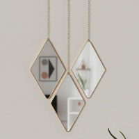 Комплект от 3 декоративни огледала Diamond Trio, Златисти 28CM