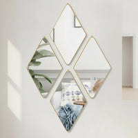 Комплект от 4 декоративни огледала Quadra Diamond, Златисти 28CM