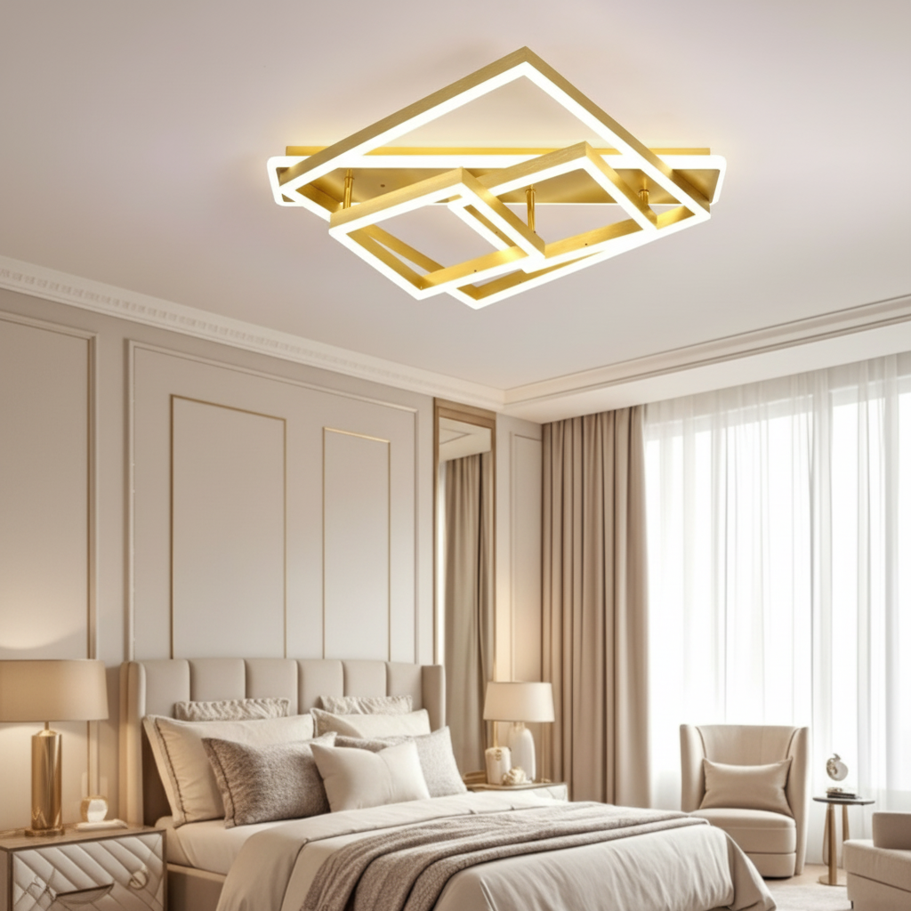 LED осветително тяло ALLIS SQUARES Gold Еквивалент 800W Дистанционно управление