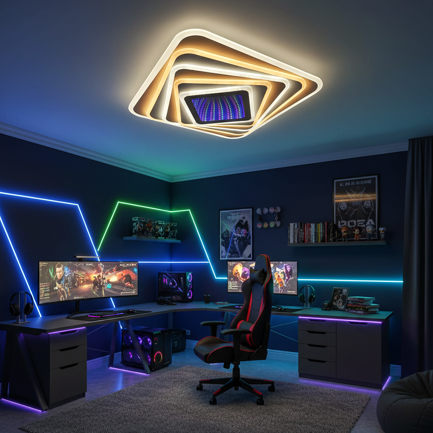 LED осветително тяло LEVELS 3D RGB Square Еквивалент 800W Дистанционно