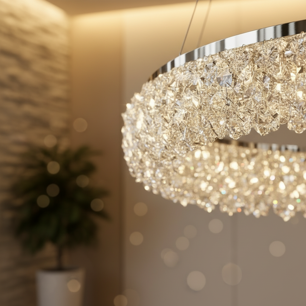 Осветително тяло LED висящо Chrome Crystal Sponge 1 кръгъл сегмент