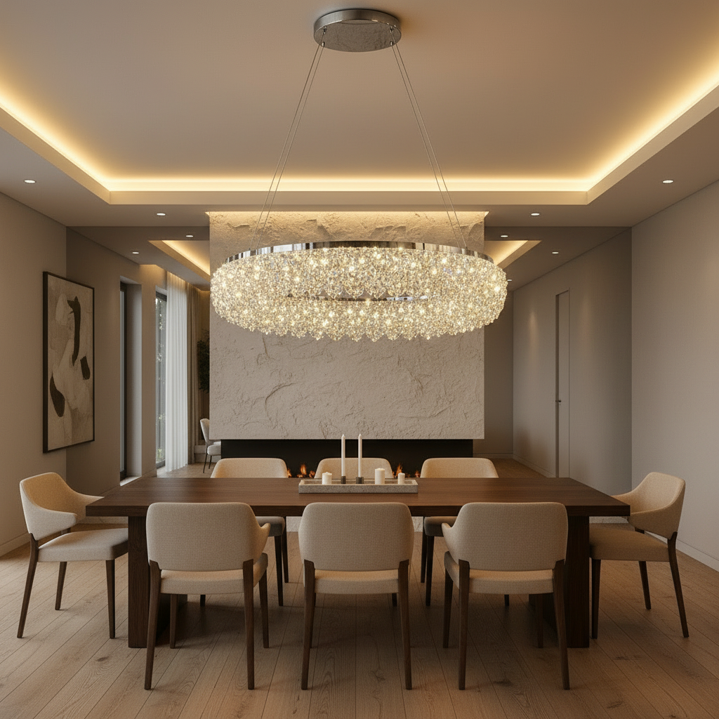 Осветително тяло LED висящо Chrome Crystal Sponge 1 кръгъл сегмент