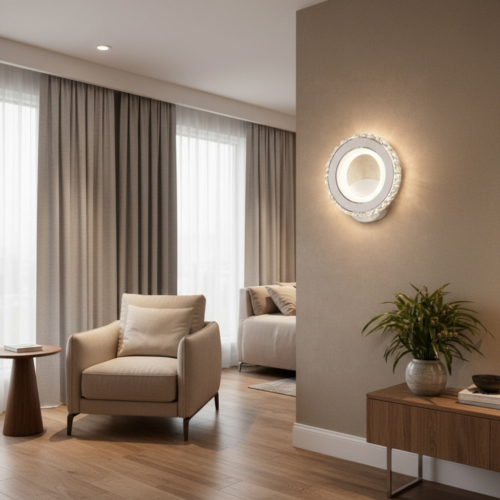 LED аплик 18W Кристал Кръгъл Бял