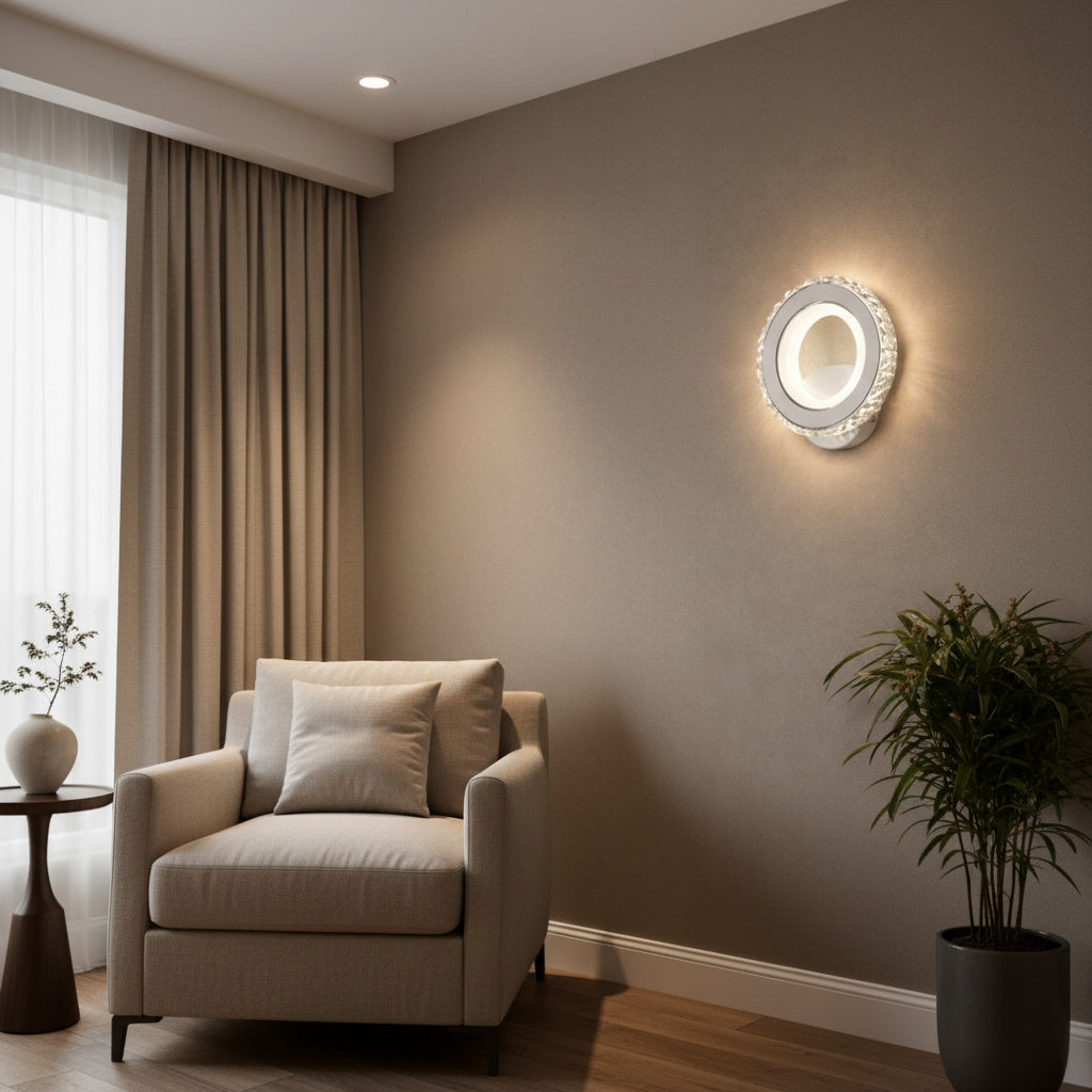 LED аплик 18W Кристал Кръгъл Бял