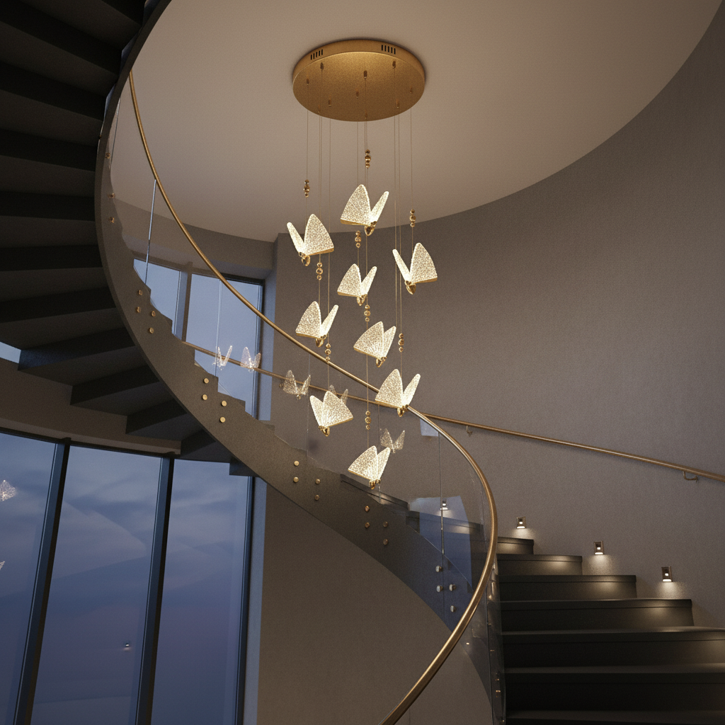 Осветително тяло LED Luxury 9 Golden Butterflies
