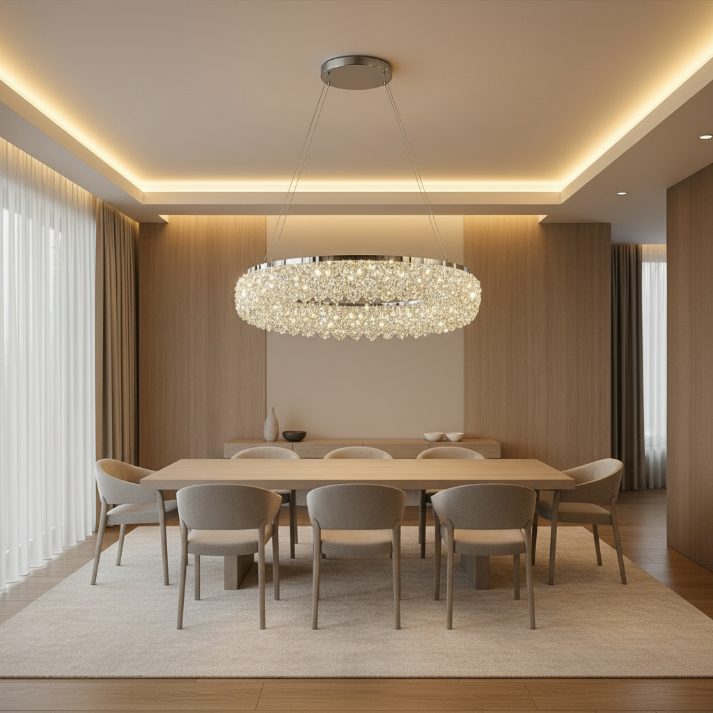 Осветително тяло LED висящо Chrome Crystal Sponge 1 кръгъл сегмент