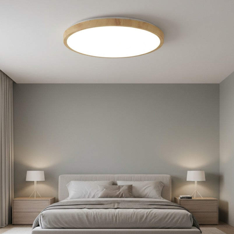 LED плафон Woody Бяло & Кафяво Кръгъл 40CM – еквивалент 200W