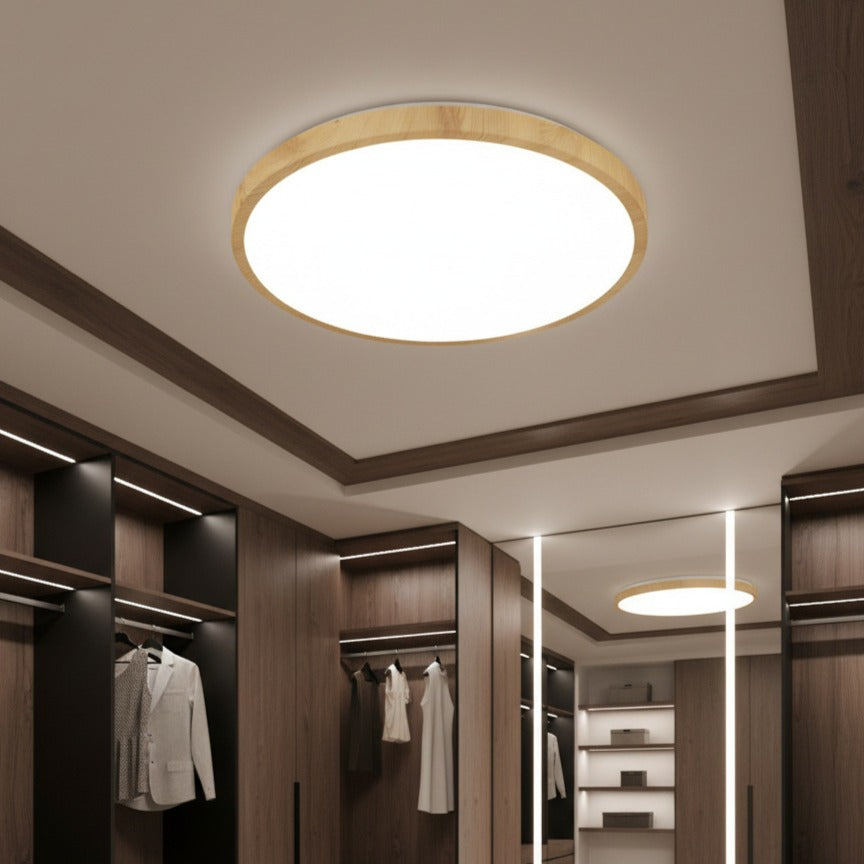 LED плафон Woody Бяло & Кафяво Кръгъл 50CM – еквивалент 250W