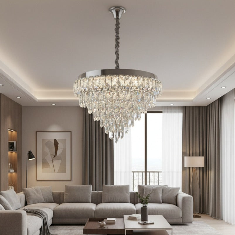 LED кристален полилей JEHO Silver с дистанционно