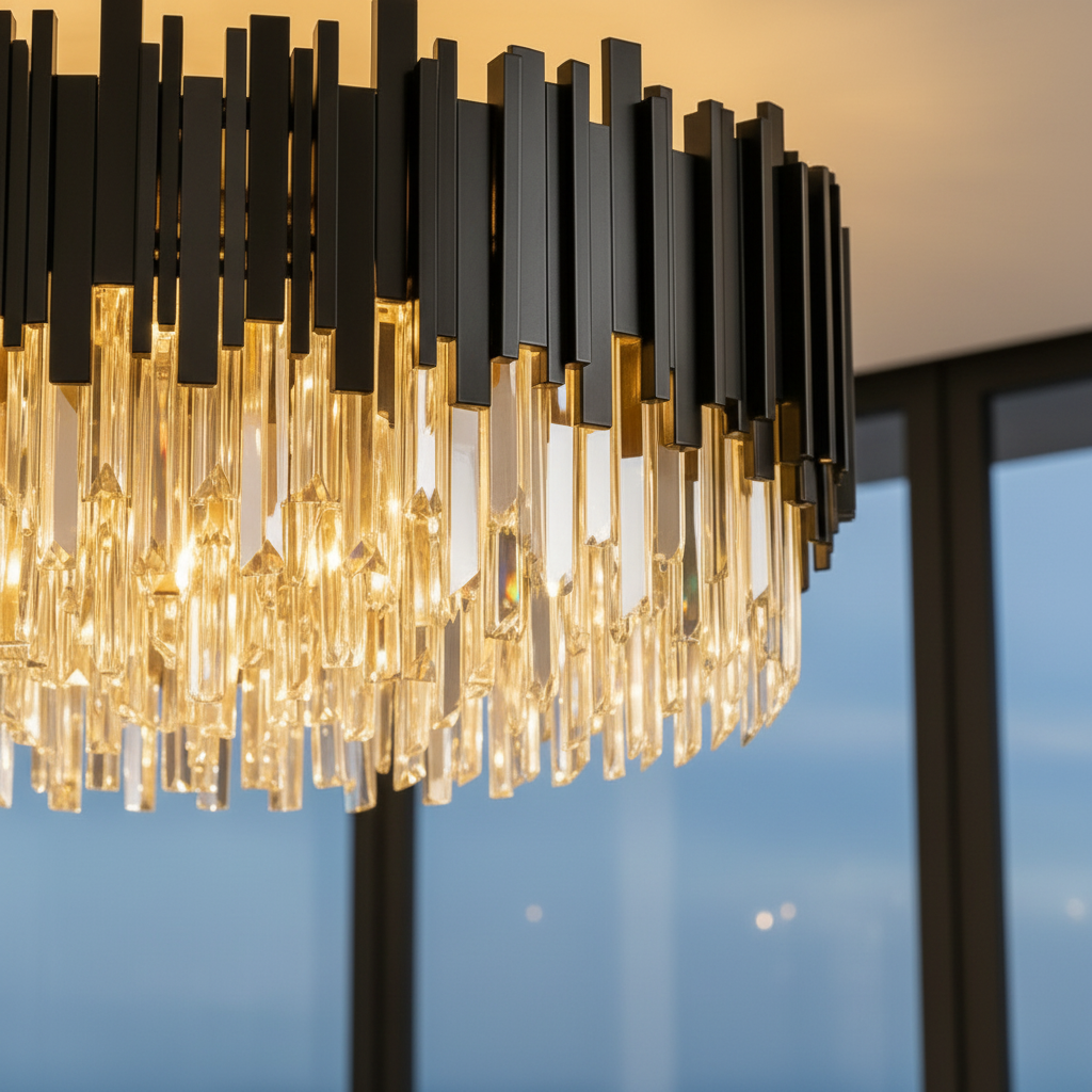 Кристален полилей Black Widow Luxury 50CM, приложен към тавана