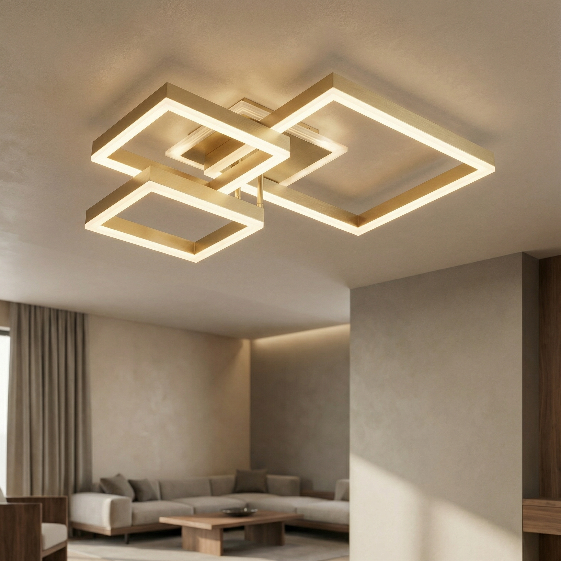 Осветително тяло LED KENO 3 SQUARES Gold 3 функции Еквивалент 400W Дистанционно