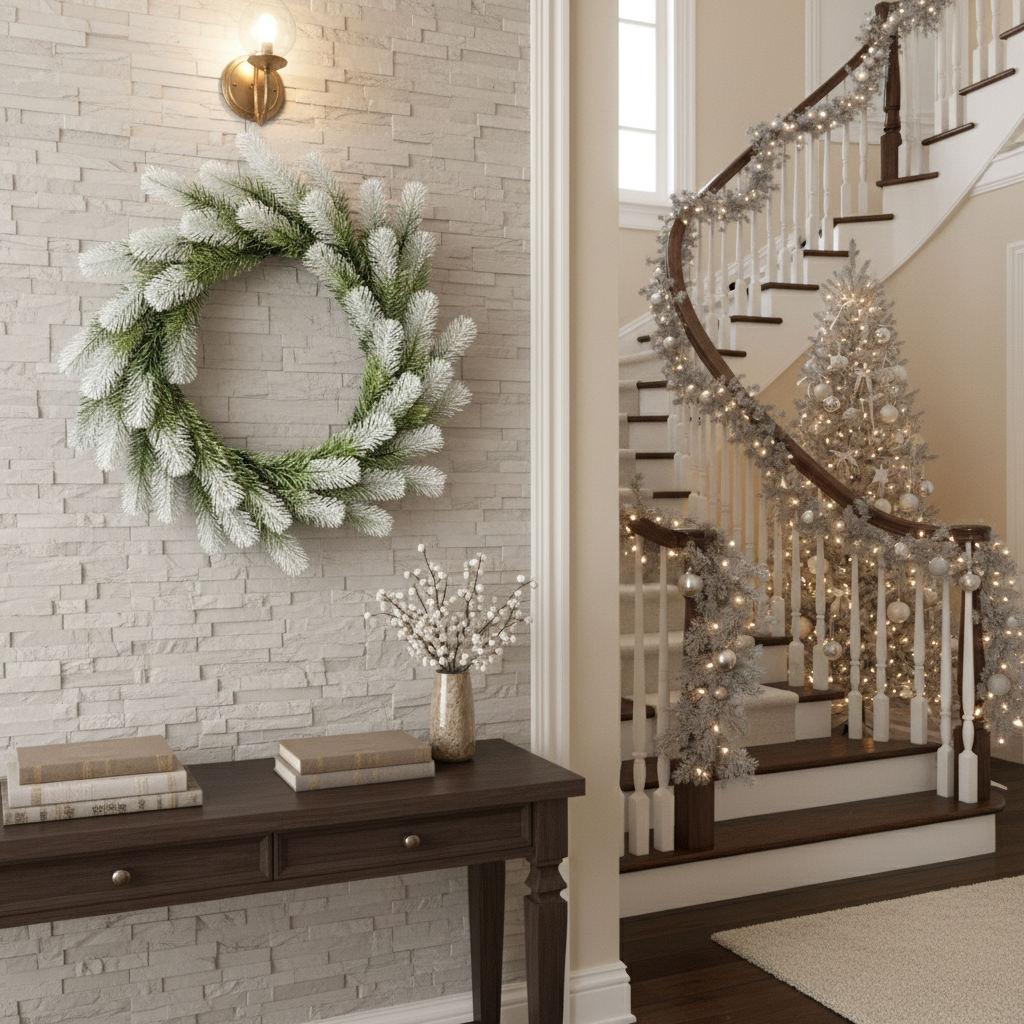 Изкуствена коледна венец Alpin White Ø40CM