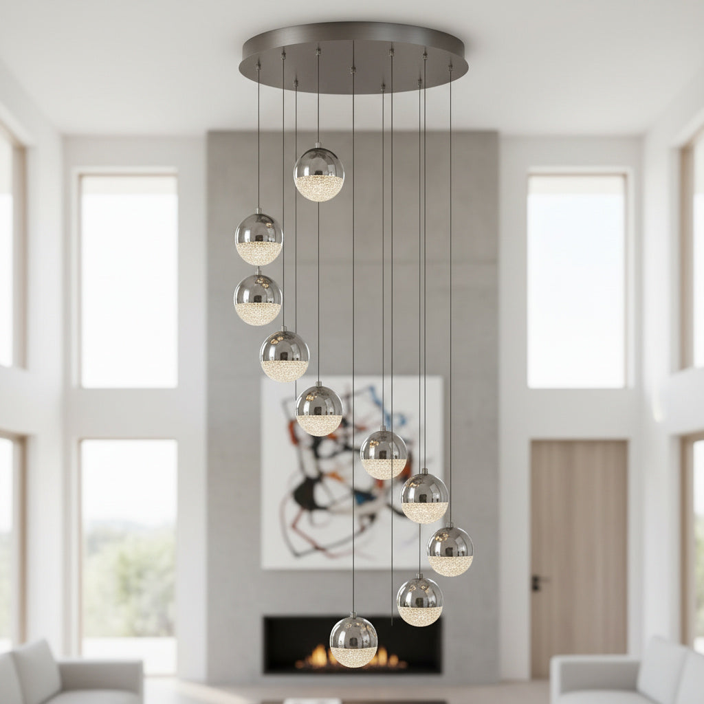 LED осветително тяло Grapes Silver Multi-Level Еквивалент 600W Дистанционно