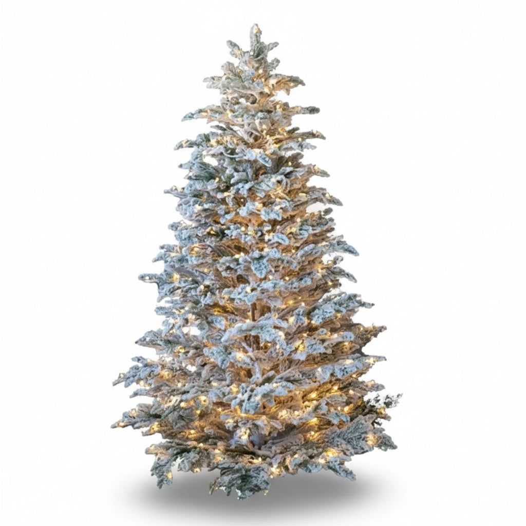 Изкуствена 3D коледна елха Pre-Lit Naturel Snow с топли LED светлини