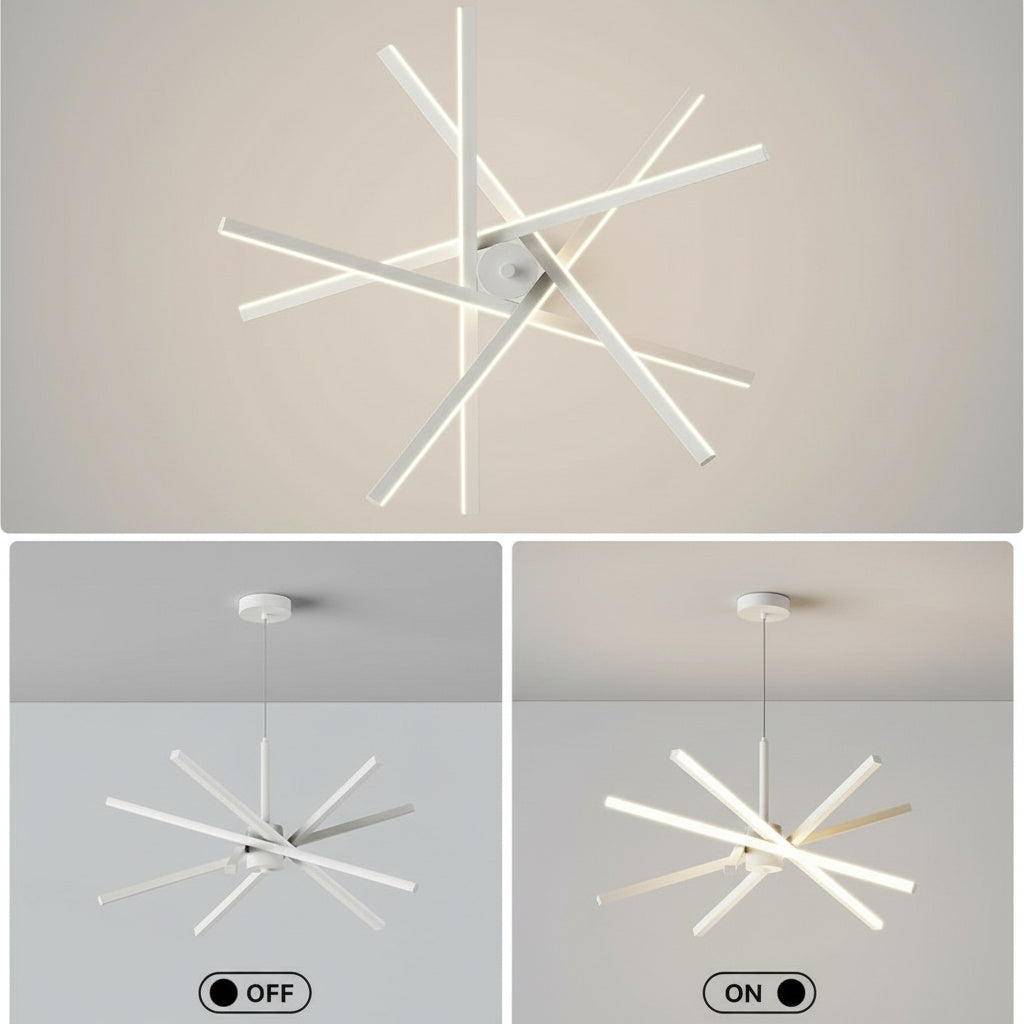 LED висящо осветително тяло Geometric White LINES – еквивалент 400W с дистанционно